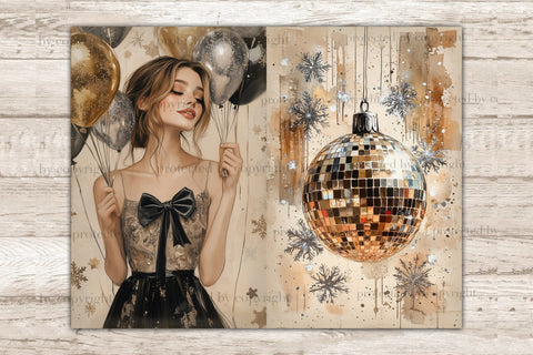 New Years Eve Junk Journal Pages | Holiday Printable Paper SVG GlamArtZhanna 