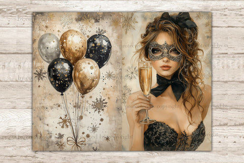 New Years Eve Junk Journal Pages | Holiday Printable Paper SVG GlamArtZhanna 