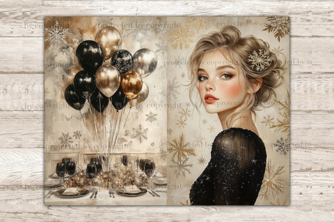 New Years Eve Junk Journal Pages | Holiday Printable Paper SVG GlamArtZhanna 