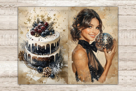 New Years Eve Junk Journal Pages | Holiday Printable Paper SVG GlamArtZhanna 