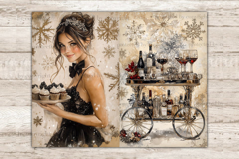 New Years Eve Junk Journal Pages | Holiday Printable Paper SVG GlamArtZhanna 