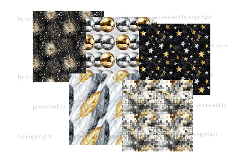 New Years Eve Papers | Black And Gold Pattern Digital Pattern GlamArtZhanna 