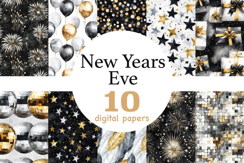 New Years Eve Papers | Black And Gold Pattern Digital Pattern GlamArtZhanna 