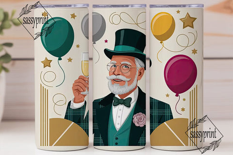 New Year's Gentleman Tumbler Wrap Sublimation sassyprint 