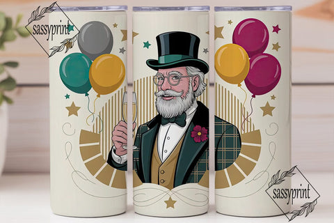 New Year's Gentleman Tumbler Wrap Sublimation sassyprint 