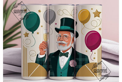 New Year's Gentleman Tumbler Wrap Sublimation sassyprint 