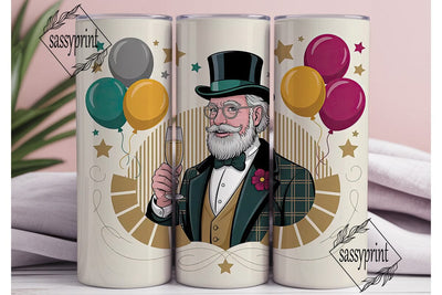 New Year's Gentleman Tumbler Wrap Sublimation sassyprint 