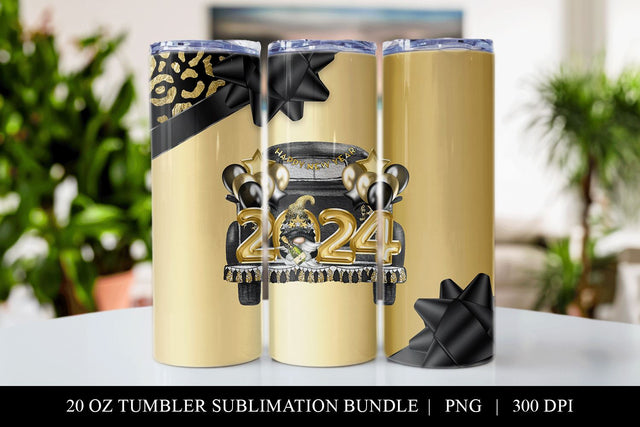 New Years Gnome Straight Skinny Tumbler Sublimation PNG Sublimation BijouBay 