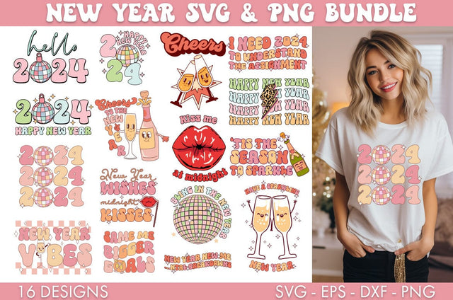 New Years New Year 2024 SVG PNG Bundle Cut file SVG Freeling Design House 