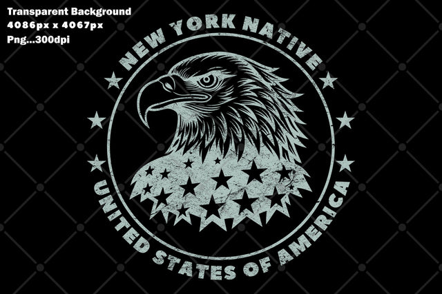 New York Native - USA Eagle Png Design Sublimation Karma Genie Graphics 