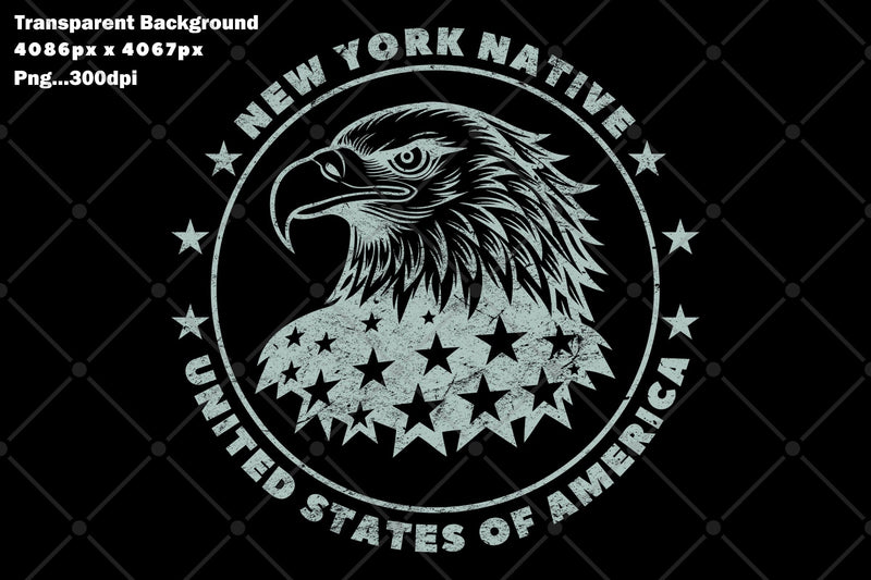 New York Native - USA Eagle Png Design Sublimation Karma Genie Graphics 