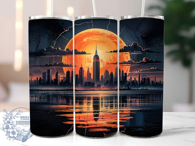New York Skyline Tumbler Wrap, NYC Tumbler Wrap, 20oz Sublimation, Cityscape Mug Design, Urban Skyline Cup, Manhattan Tumbler, City Lover Drinkware Sublimation ToriDesigns 