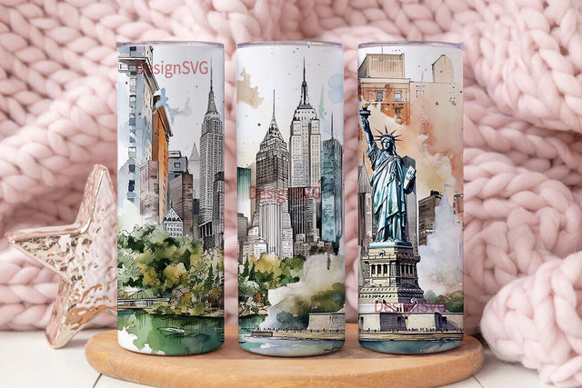 New York Tumbler Wrap, New York City NYC Manhattan, Collage New York Travel 20oz Skinny Tumbler Wrap, PNG Download, Sublimation tumbler wrap Sublimation DesignSVG 