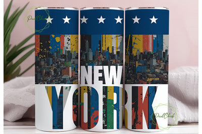 New York USA Flag Grunge 20oz Tumbler Sublimation PixelChick 