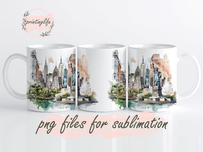 New York Wrap, New York City NYC Manhattan, Collage New York Travel Mug Wrap Design, Instant Digital Design Download Mug Wrap Design, Mug Design PNG Sublimation PrintingLife 