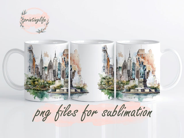 New York Wrap, New York City NYC Manhattan, Collage New York Travel Mug Wrap Design, Instant Digital Design Download Mug Wrap Design, Mug Design PNG Sublimation PrintingLife 