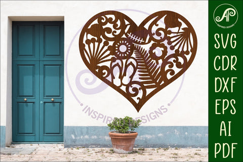 New Zealand icons heart wall sign, SVG file. SVG APInspireddesigns 