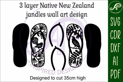 New Zealand jandles with designs 2 layer SVG laser cut file SVG APInspireddesigns 