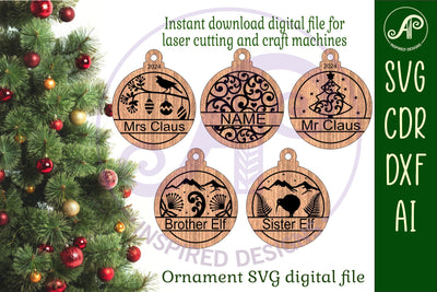 New Zealand, kiwiana Christmas Ornaments SVG laser cut SVG APInspireddesigns 