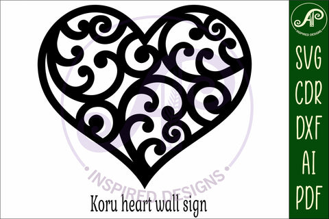 New Zealand koru heart wall sign, SVG file. SVG APInspireddesigns 