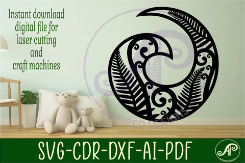 New Zealand Koru wall design SVG laser cut file SVG APInspireddesigns 