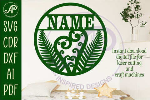 New Zealand themed name sign design for laser cutting SVG APInspireddesigns 
