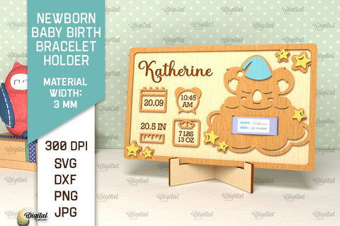 Newborn Baby Birth Bracelet Holder Laser Cut Bundle SVG Evgenyia Guschina 