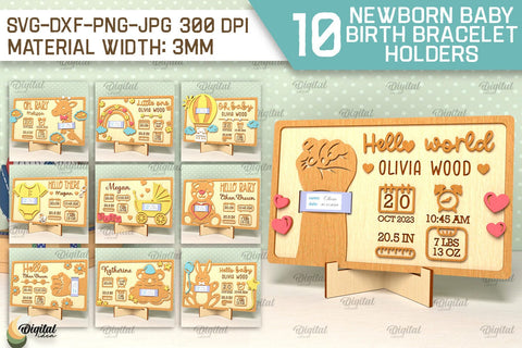 Newborn Baby Birth Bracelet Holder Laser Cut Bundle SVG Evgenyia Guschina 