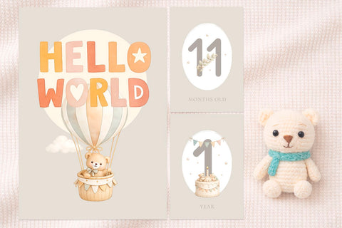 Newborn Baby Milestone Cards Printable SVG KMarinaDesign 