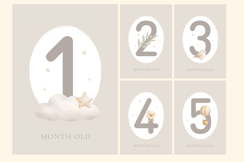 Newborn Baby Milestone Cards Printable SVG KMarinaDesign 