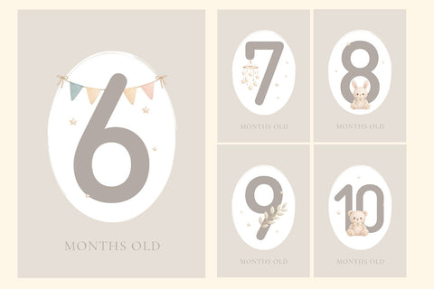 Newborn Baby Milestone Cards Printable SVG KMarinaDesign 