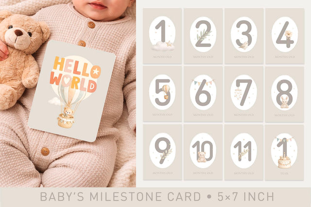 Newborn Baby Milestone Cards Printable SVG KMarinaDesign 