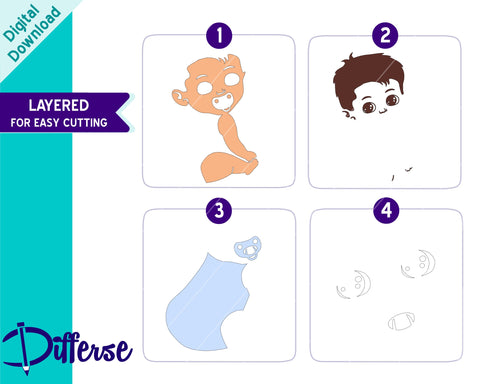 Newborn Baby with Pacifier SVG | Cute Baby Boy SVG SVG Differse 