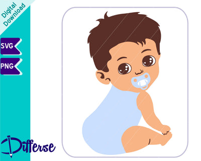 Newborn Baby with Pacifier SVG | Cute Baby Boy SVG SVG Differse 