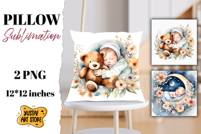 Newborn pillow sublimation. Sleeping baby illustration Sublimation Yustaf Art Store 