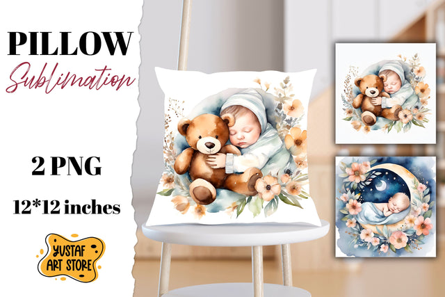 Newborn pillow sublimation. Sleeping baby illustration Sublimation Yustaf Art Store 