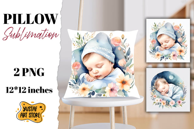 Newborn pillow sublimation. Sleeping baby illustration Sublimation Yustaf Art Store 
