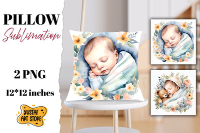 Newborn pillow sublimation. Sleeping baby illustration Sublimation Yustaf Art Store 