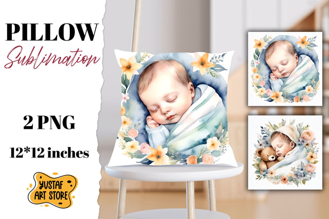 Newborn pillow sublimation. Sleeping baby illustration Sublimation Yustaf Art Store 