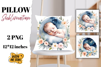 Newborn pillow sublimation. Sleeping baby illustration Sublimation Yustaf Art Store 
