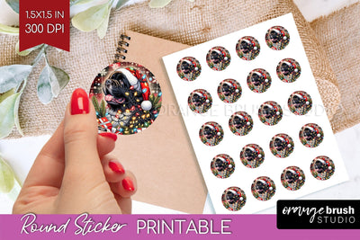Newfoundland Christmas Dog Printable Stickers Sublimation OrangeBrushStudio 
