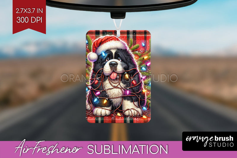 Newfoundland Funny Christmas Dog Air Freshener Sublimation OrangeBrushStudio 