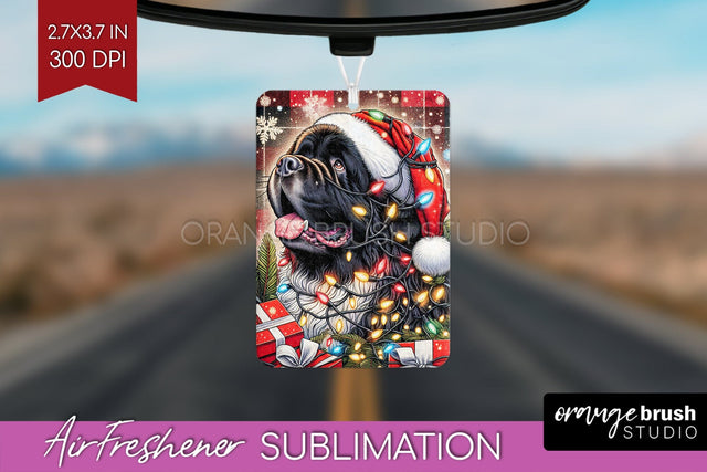 Newfoundland Funny Christmas Dog Air Freshener Sublimation OrangeBrushStudio 