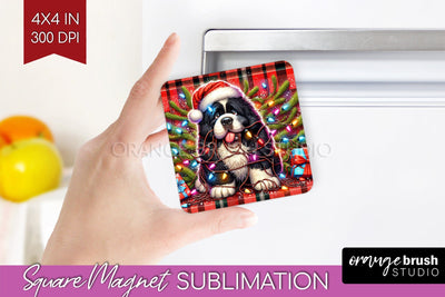 Newfoundland Funny Christmas Dog Magnet PNG Sublimation OrangeBrushStudio 