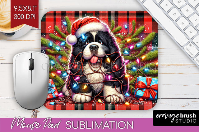 Newfoundland Funny Christmas Dog Mouse Pad PNG Sublimation OrangeBrushStudio 