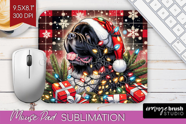 Newfoundland Funny Christmas Dog Mouse Pad PNG Sublimation OrangeBrushStudio 