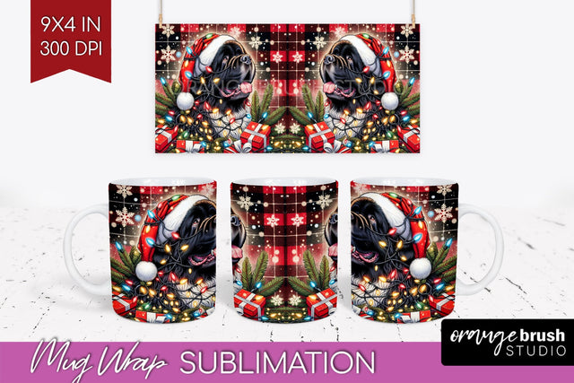 Newfoundland Funny Christmas Dog Mug Wrap PNG Sublimation OrangeBrushStudio 