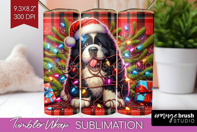 Newfoundland Funny Christmas Dog Tumbler Wrap Sublimation OrangeBrushStudio 