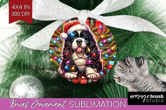 Newfoundland Funny Dog Christmas Ornament PNG Sublimation OrangeBrushStudio 
