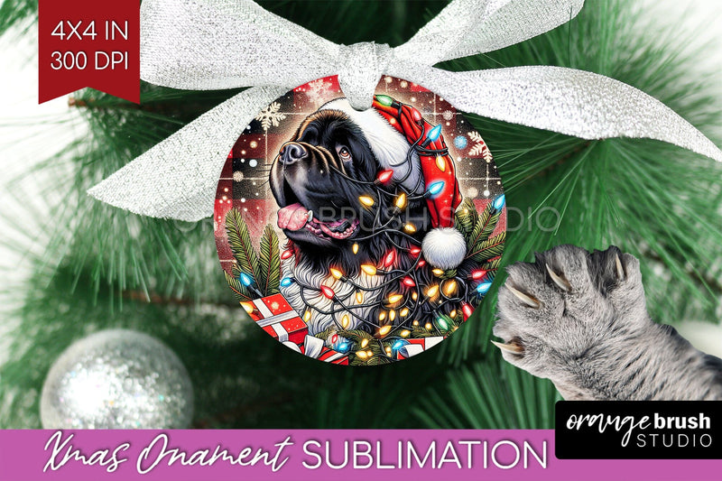 Newfoundland Funny Dog Christmas Ornament PNG Sublimation OrangeBrushStudio 